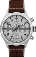 Timex® x Pan Am® Waterbury Ace Chronograph Leather Strap Watch, 41mm