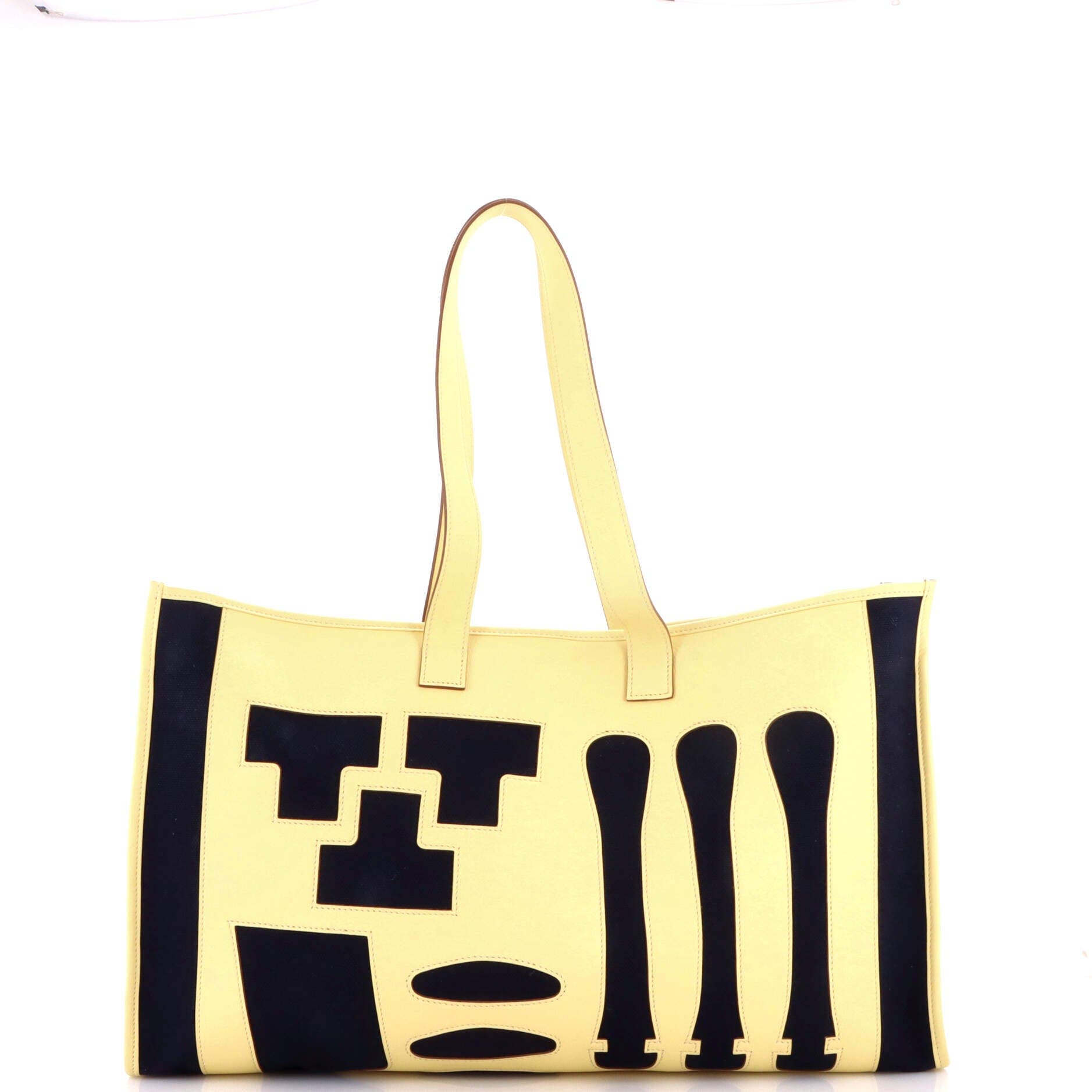Petit H Skeleton Tote Toile and Leather GM, Alternate, color, Yellow