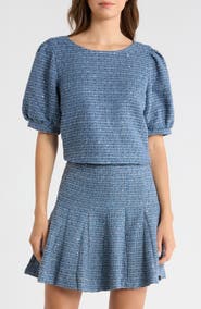 SUGARLIPS Crop Tweed Top