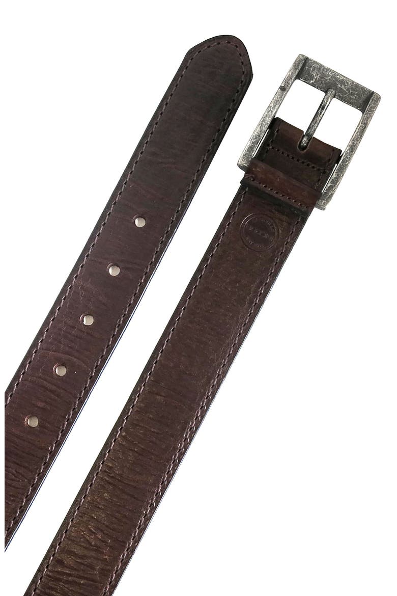Burnished Calfskin Leather Belt, Alternate, color, CHESTNUT