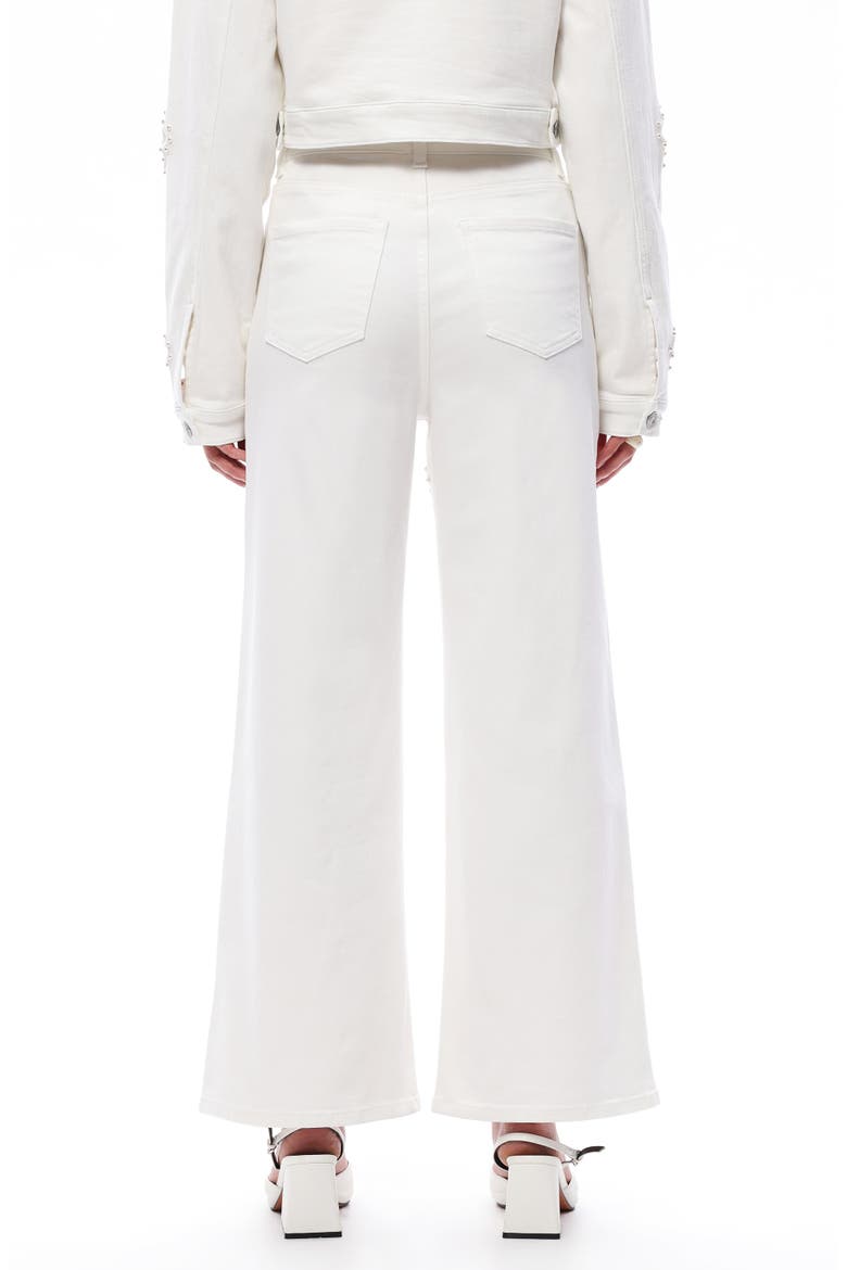 Studded Eyelet High Waist Straight Leg Jeans, Alternate, color, WHITE