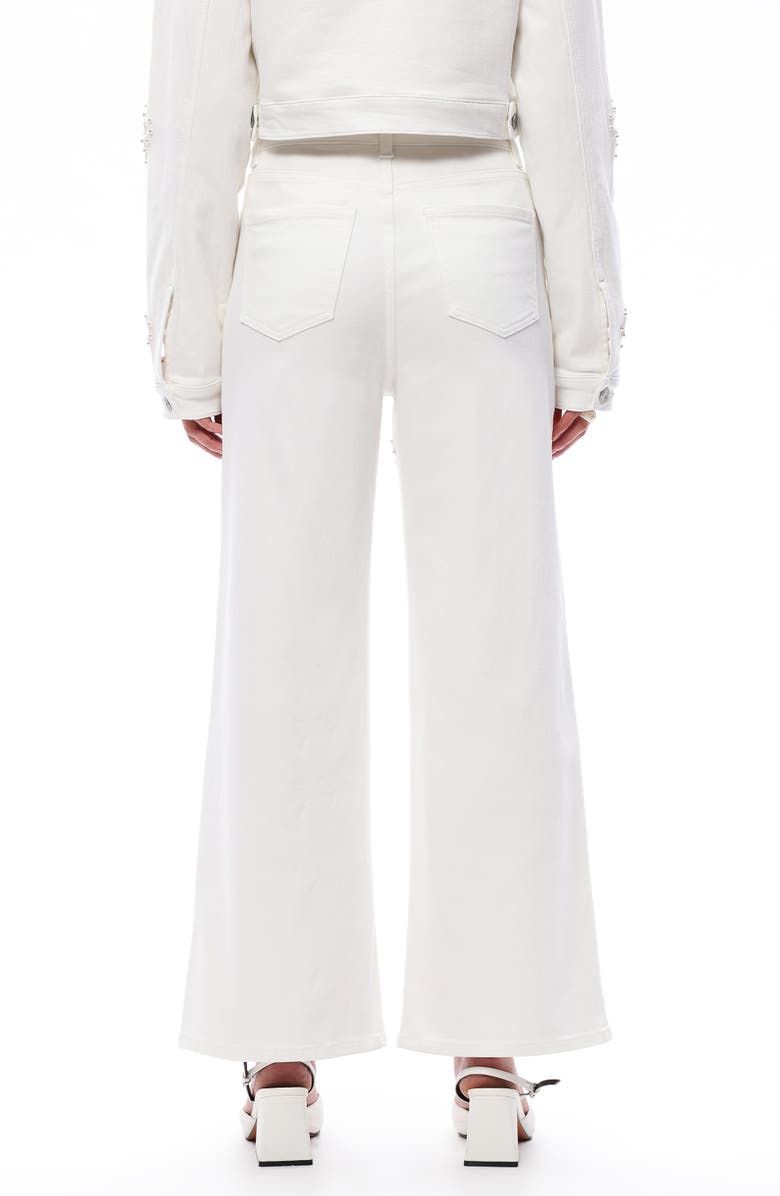 Bayeas Studded Eyelet High Waist Straight Leg Jeans, Alternate, color, White