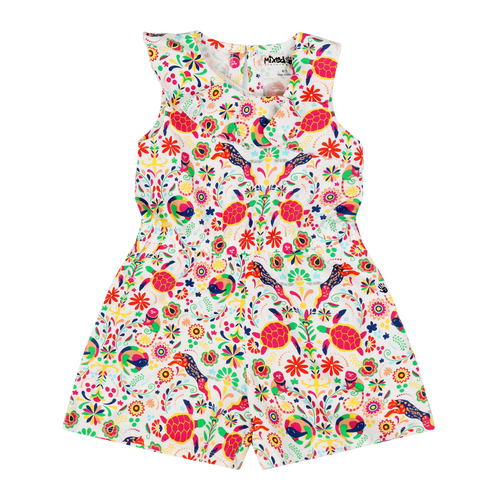 Mixed Up Clothing Girls Volant Ruffle Shorts Romper In Animal Arabesque