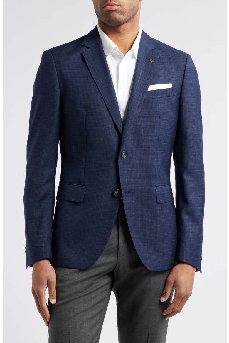Hutson Navy Mélange Textured Wool Sport Coat, Main, color, DARK BLUE