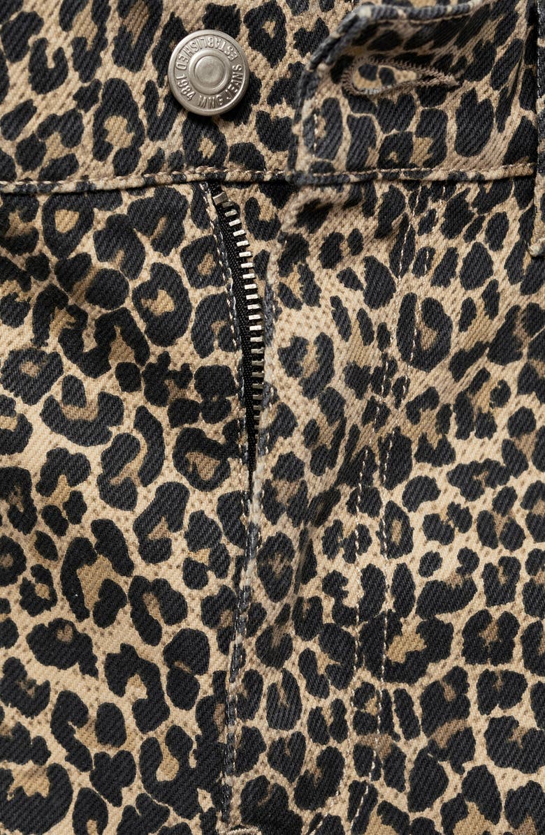 MANGO Leopard Print Denim Shorts, Alternate, color, 