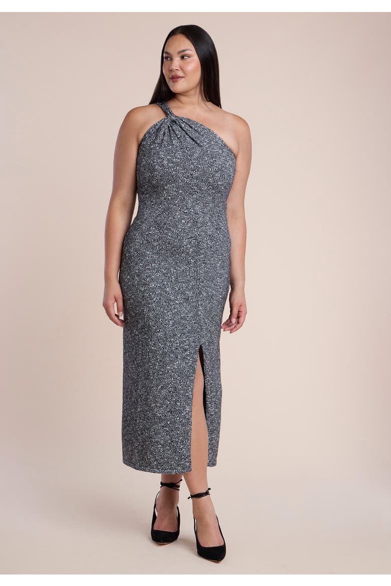 Twisted One Shoulder Sweater Maxi Dress, Alternate, color, MARL