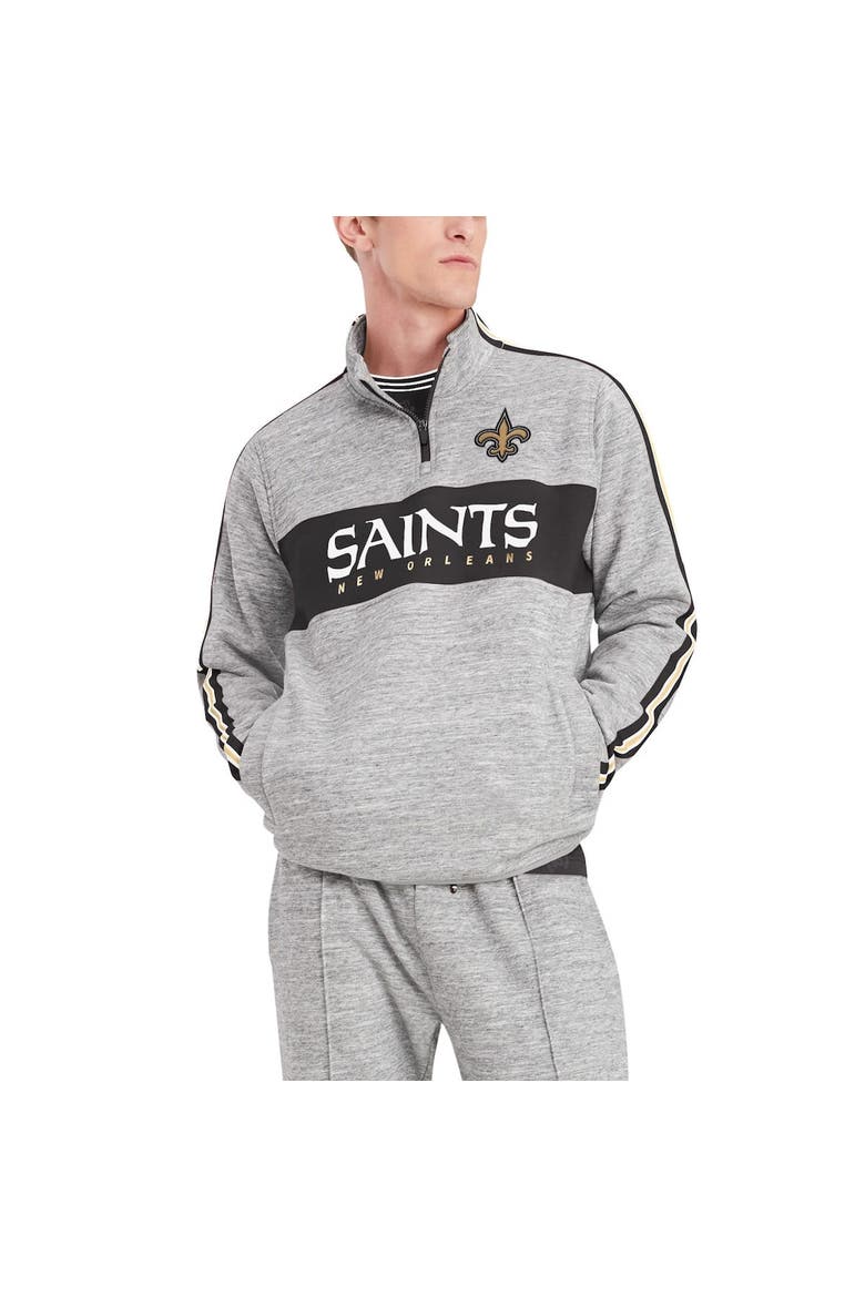 Men's Tommy Hilfiger Heathered Gray New Orleans Saints Mario Quarter-Zip Jacket, Alternate, color, Heather Gray