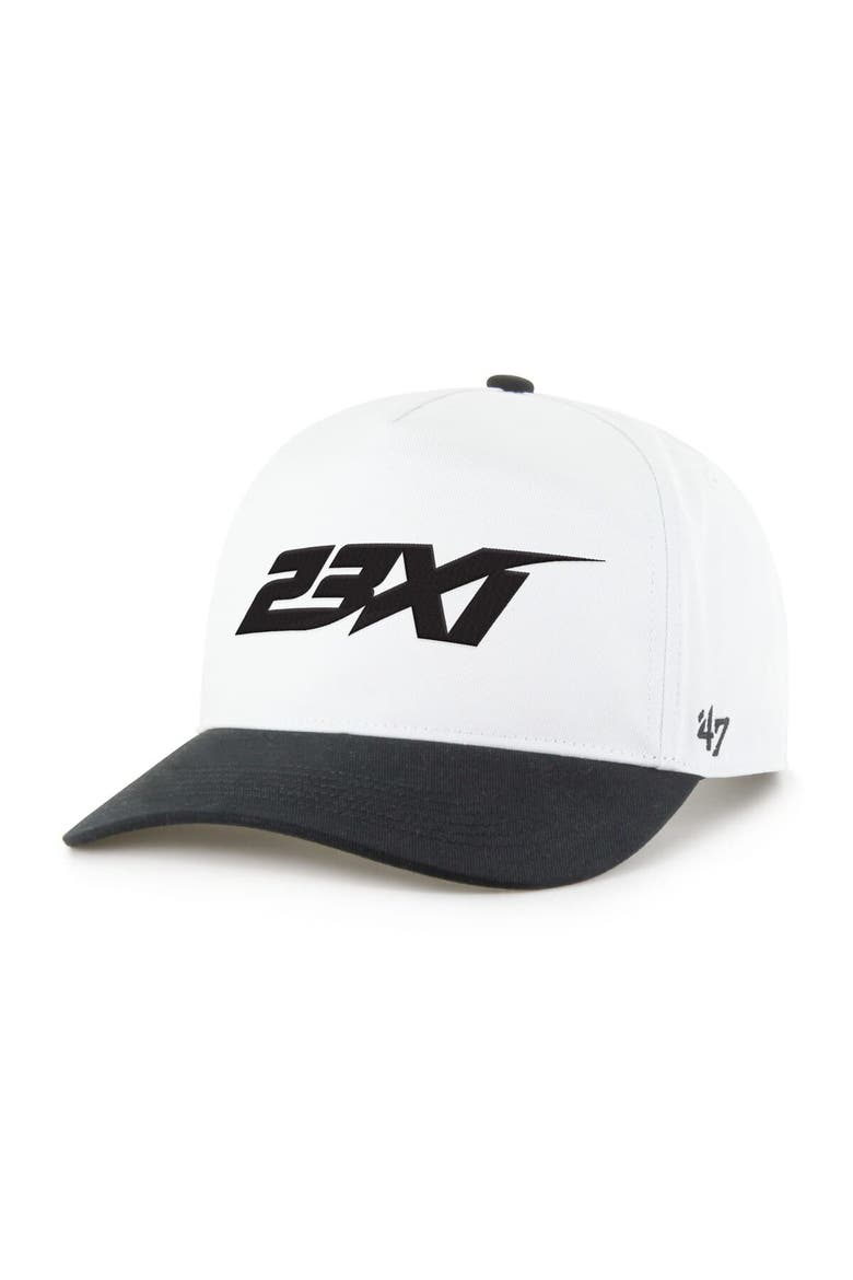 Men's '47  White/Black 23XI Racing NASCAR Two-Tone Team Adjustable Hitch Hat, Main, color, White