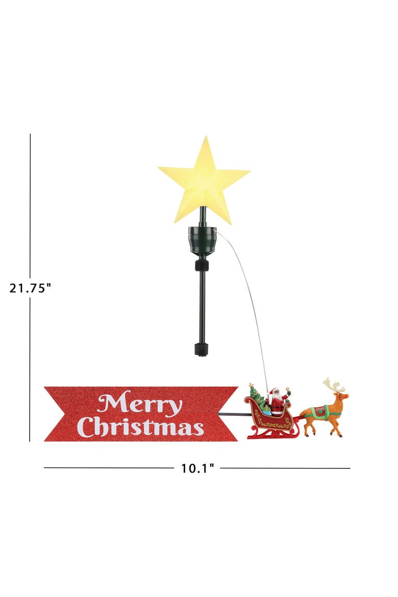 Animated Sleigh Tree Topper with Banner - White Santa, Alternate, color, Black Santa