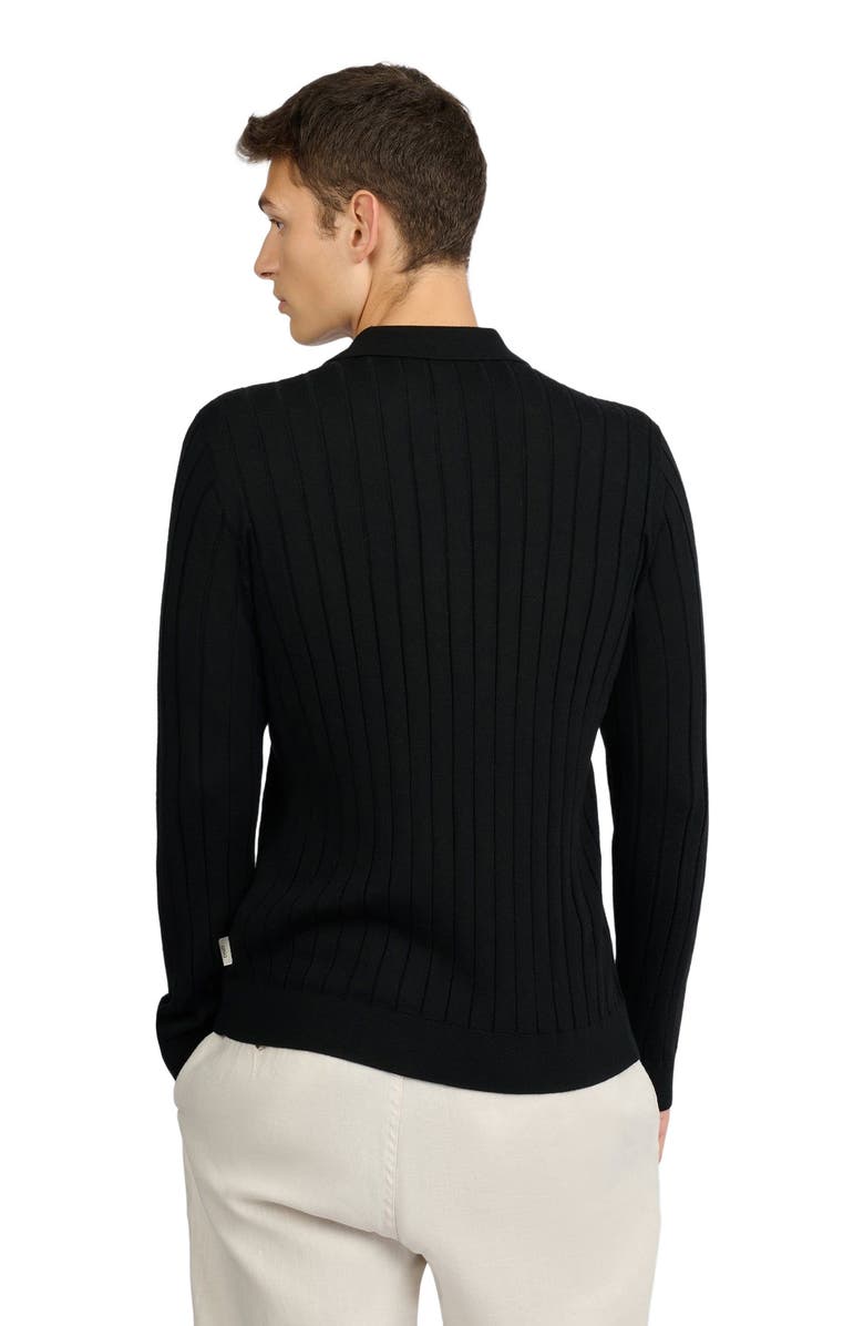 Onia Extra Fine Merino Wool Johnny Collar Polo, Alternate, color, Black