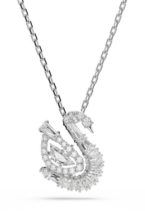 Crystal Swan Pendant Necklace