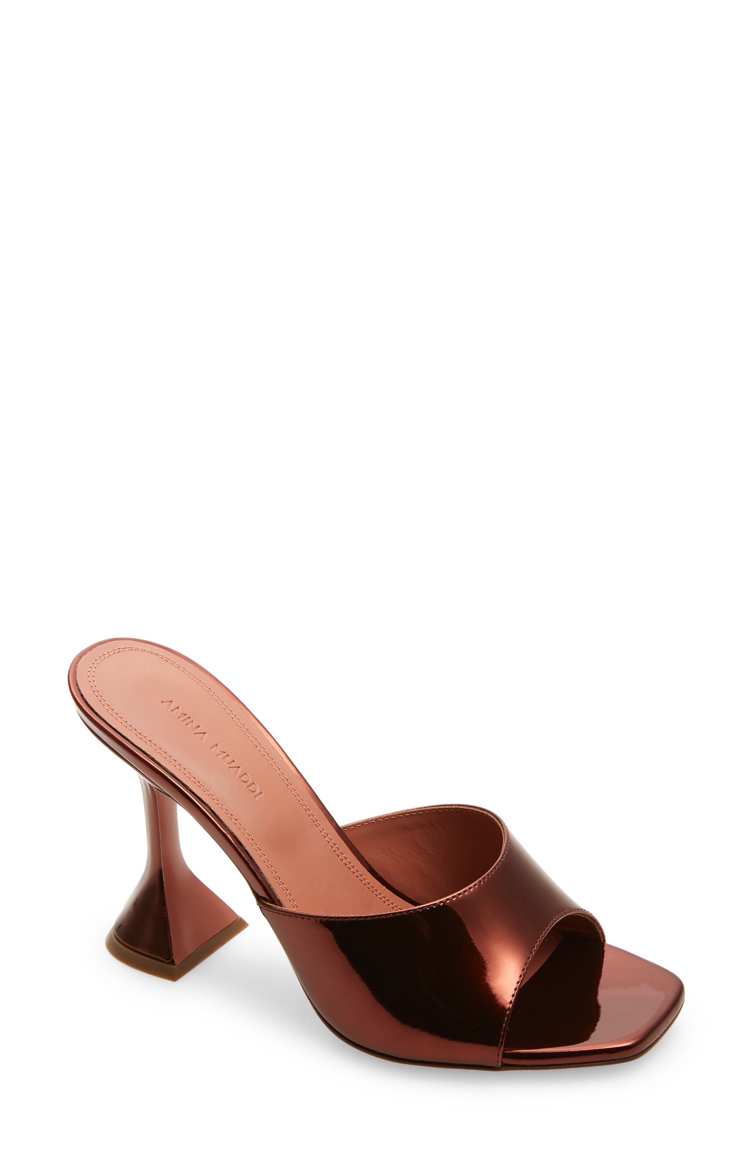 Amina Muaddi Lupita Metallic Slide Sandal, Main, color, 