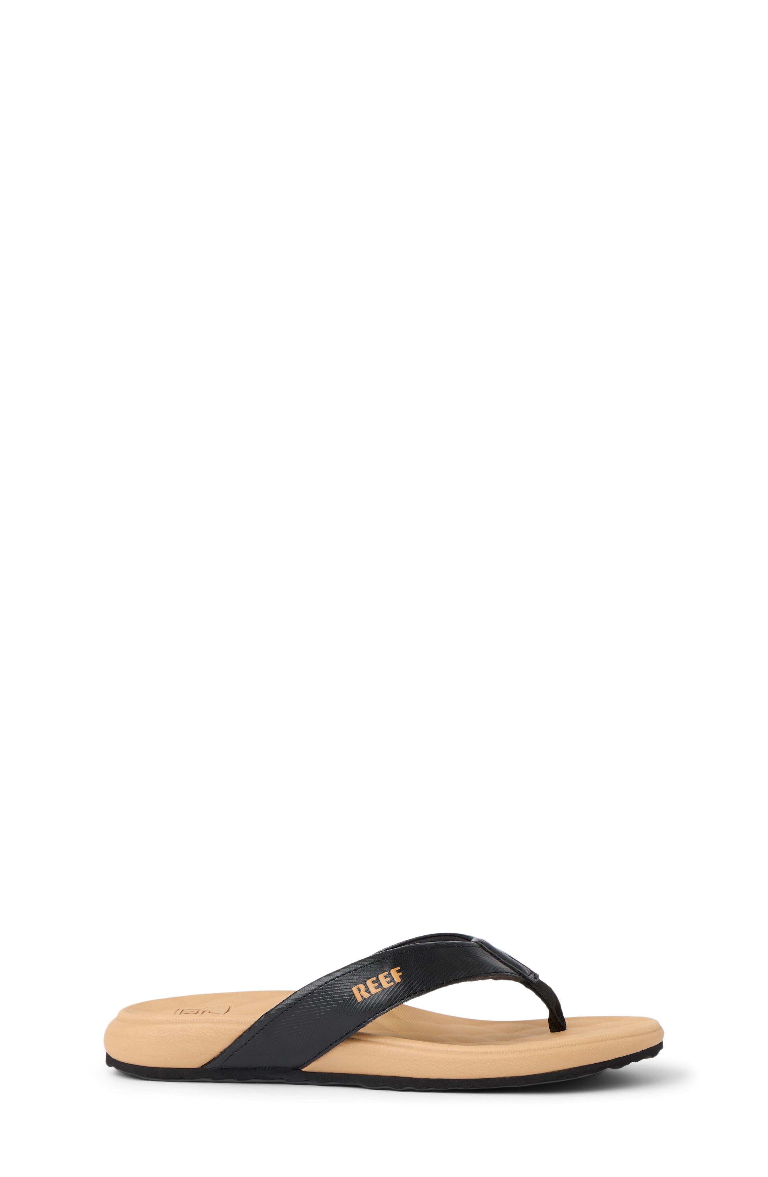 Reef Kids' Cushion Harmony Flip Flop, Alternate, color, Black/ Tan