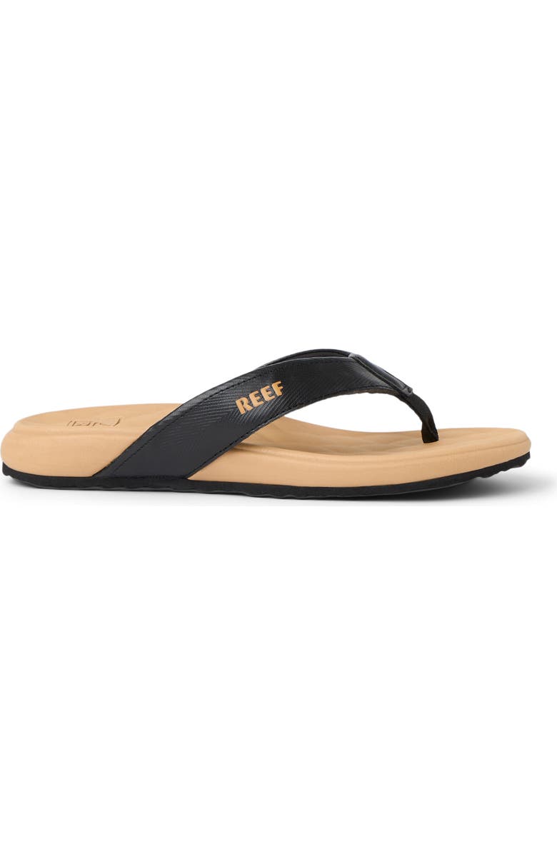 Reef Kids' Cushion Harmony Flip Flop, Alternate, color, Black/ Tan