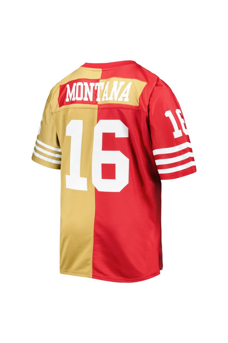 Men's Mitchell & Ness Joe Montana Scarlet/Gold San Francisco 49ers Big & Tall Split Legacy Retired Player Replica Jersey, Alternate, color, Scarlet