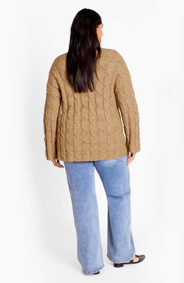 City Chic Iris Mock Neck Cable Knit Sweater, Alternate, color, Sand