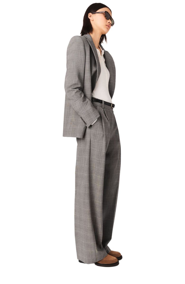 maje Checked suit jacket, Alternate, color, Grey