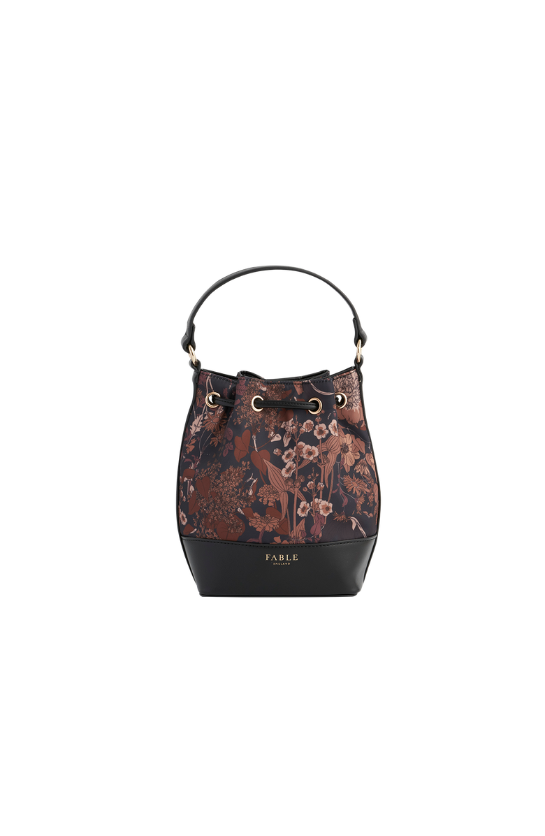 Fable England Deco Bloom Black Bucket Bag, Alternate, color, Black