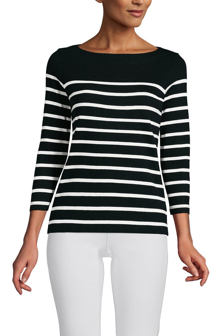 Mariner Jersey Boatneck Top, Alternate, color, Black Stripes