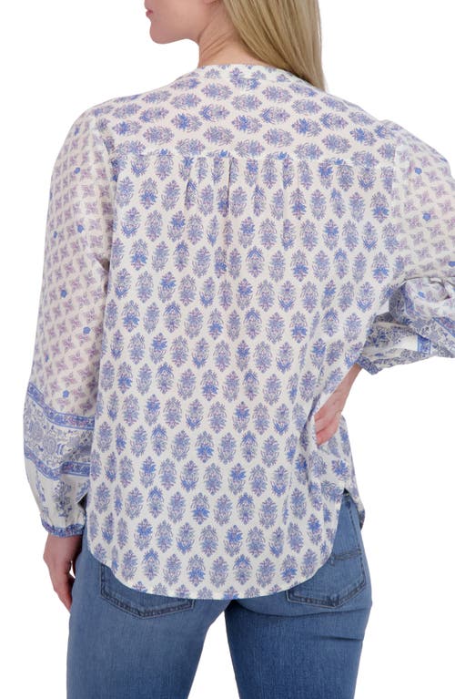 Lucky Brand Border Print Button-up Shirt In Blue Combo