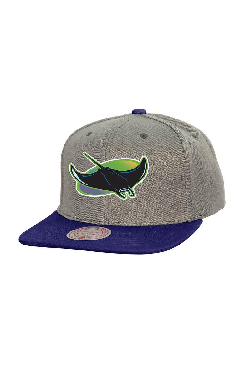 Mitchell & Ness Men's Mitchell & Ness Gray Tampa Bay Rays Cooperstown Collection Basic Flip Snapback Hat, Main, color, Gray