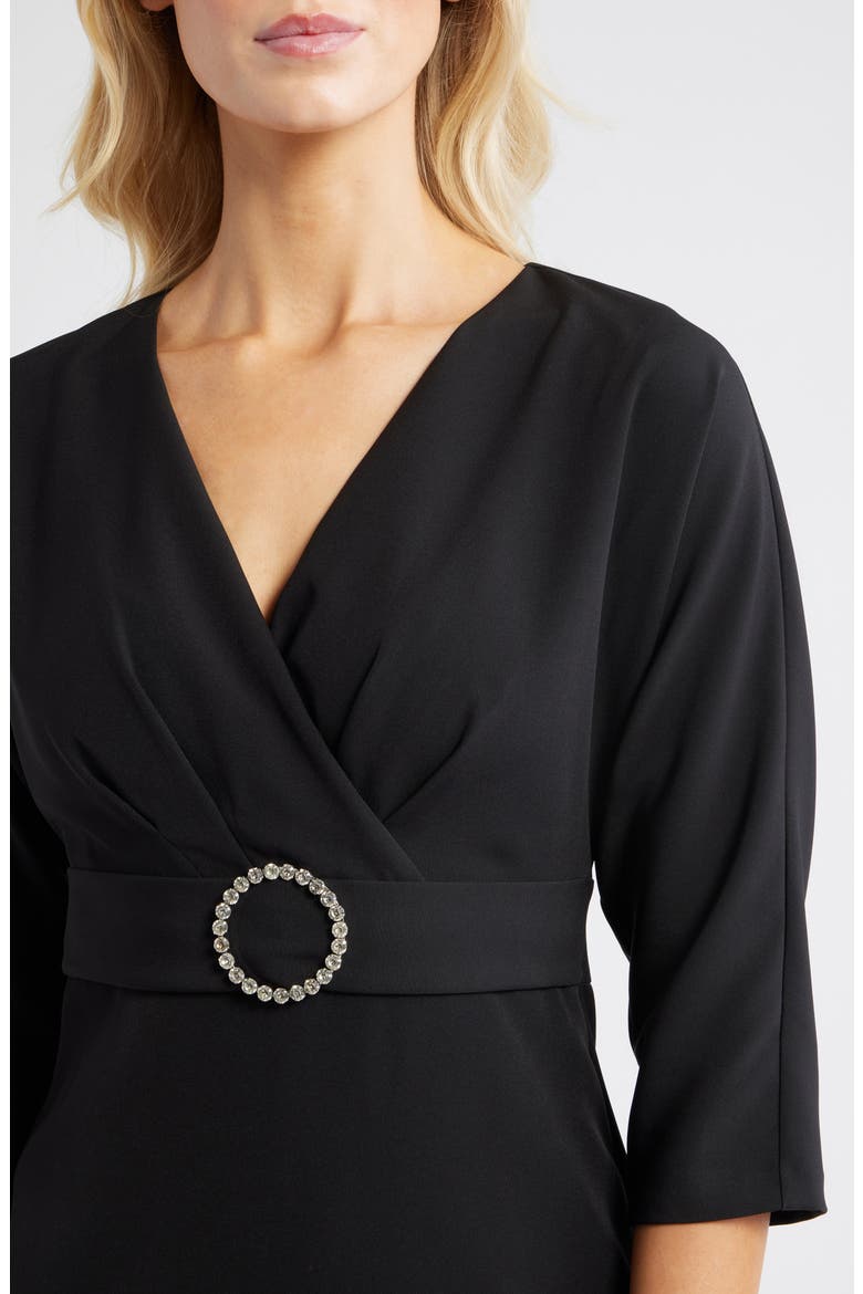 Faux Wrap Cocktail Dress, Alternate, color, BLACK