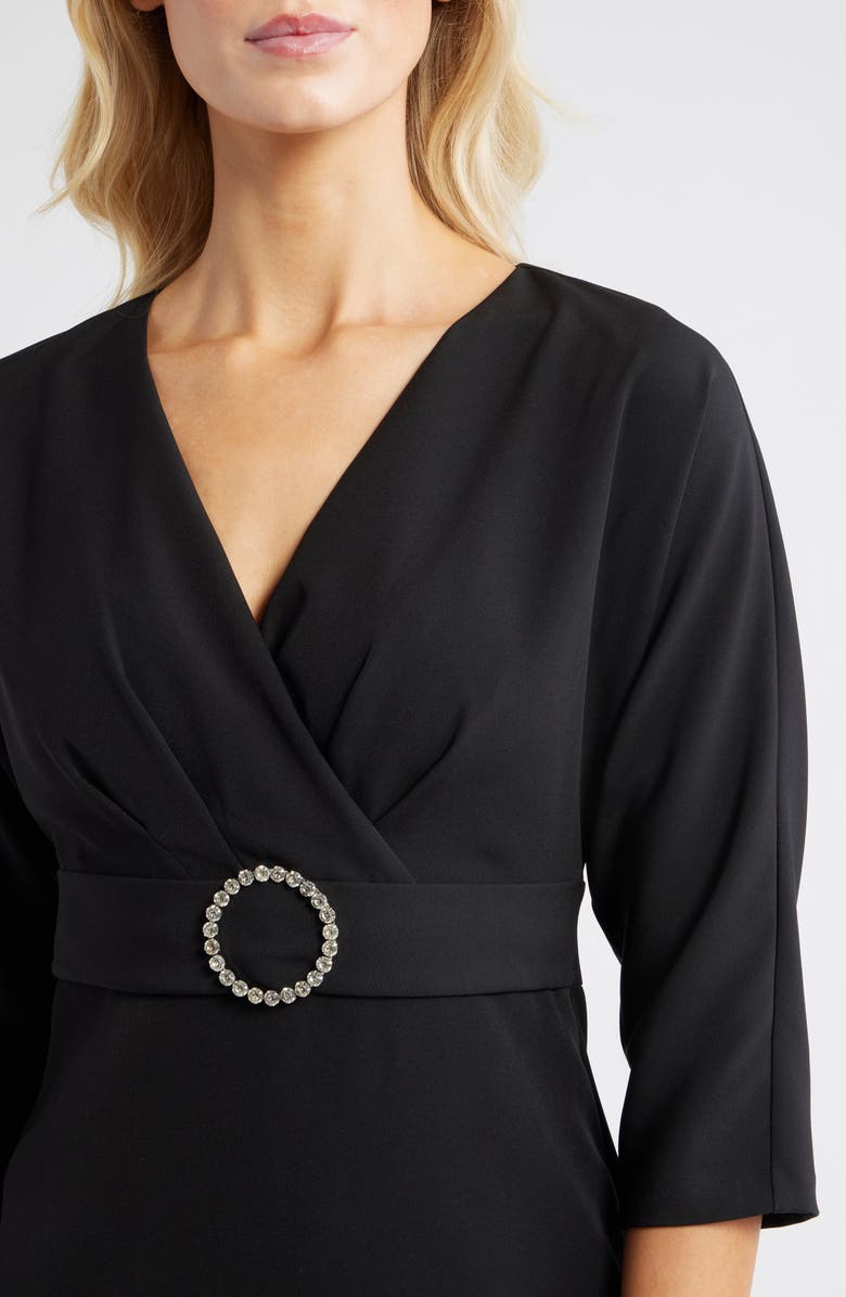 Eliza J Faux Wrap Cocktail Dress, Alternate, color, Black