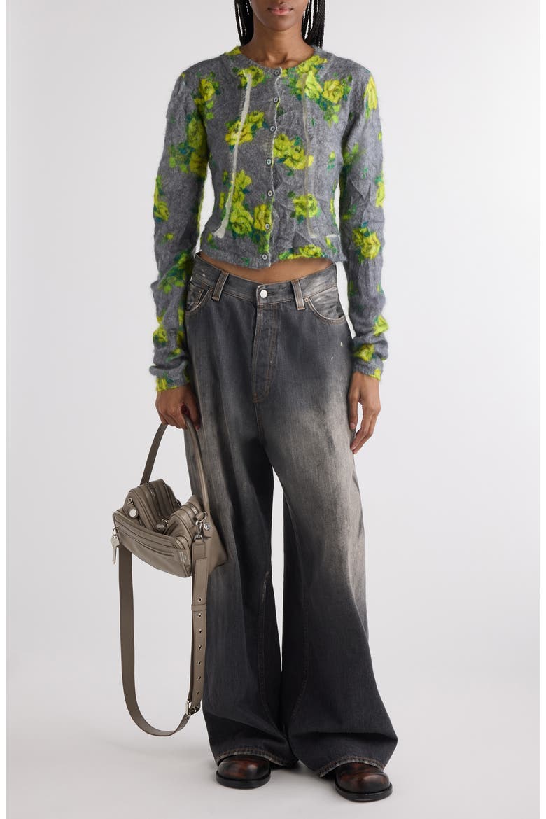 2023 Black Trafa Paint Splatter Baggy Wide Leg Jeans (Women