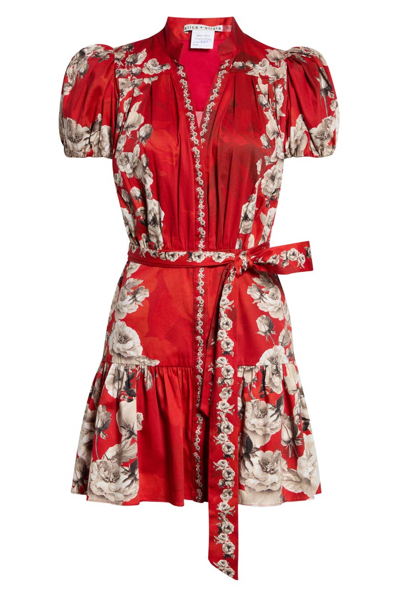 Cora Tiered Minidress, Main, color, ROSE GARDEN LG HIBISCUS
