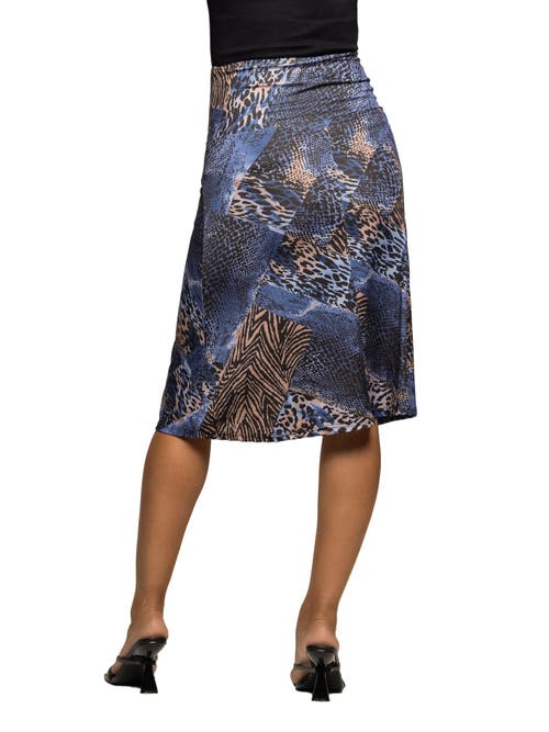 24seven Comfort Apparel Animal Print Knee Length Skirt In Multi