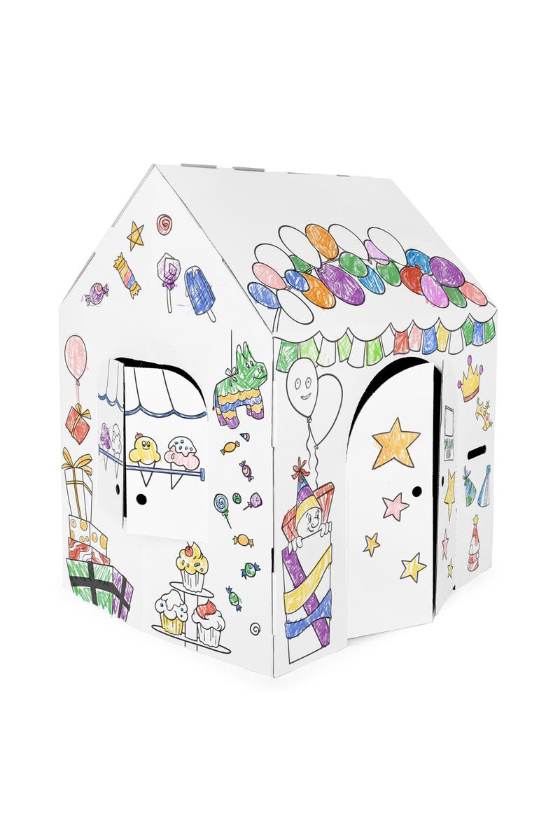 Easy Playhouse Birthday Arts & Craft Cardboard Fort, Alternate, color, Multicolored