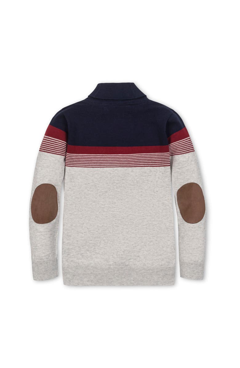 Hope & Henry Kids' Organic Long Sleeve Striped Shawl Collar Sweater, Alternate, color, Navy And Gray Chest Stripe