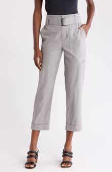 Vince Belted Linen Blend Pants
