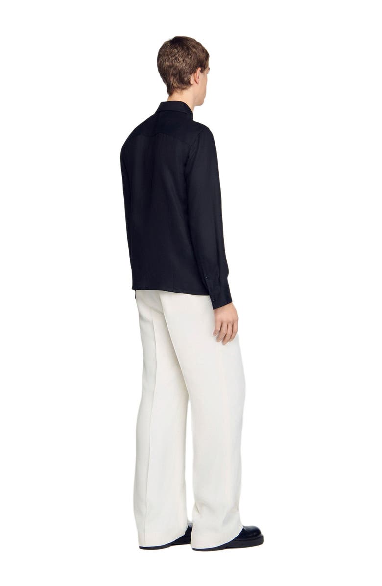 SANDRO Loose-fit zip-up shirt, Alternate, color, Black