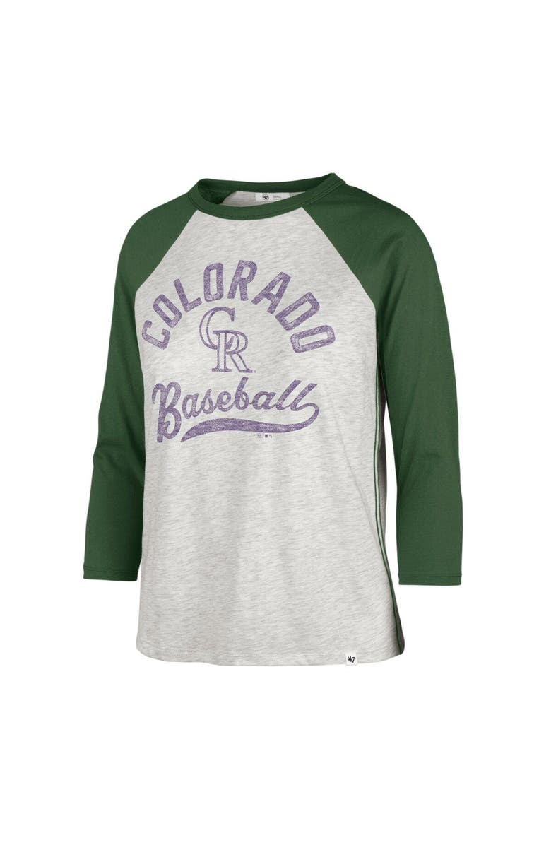 '47 Women's '47 Gray Colorado Rockies City Connect Retro Daze Ava Raglan 3/4-Sleeve T-Shirt, Alternate, color, 