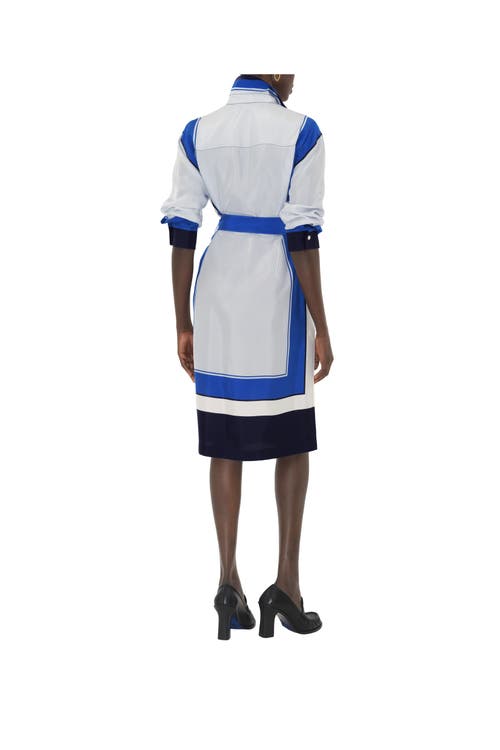 Burberry Knight Stamp Box Silk Shirt Dress In Multi