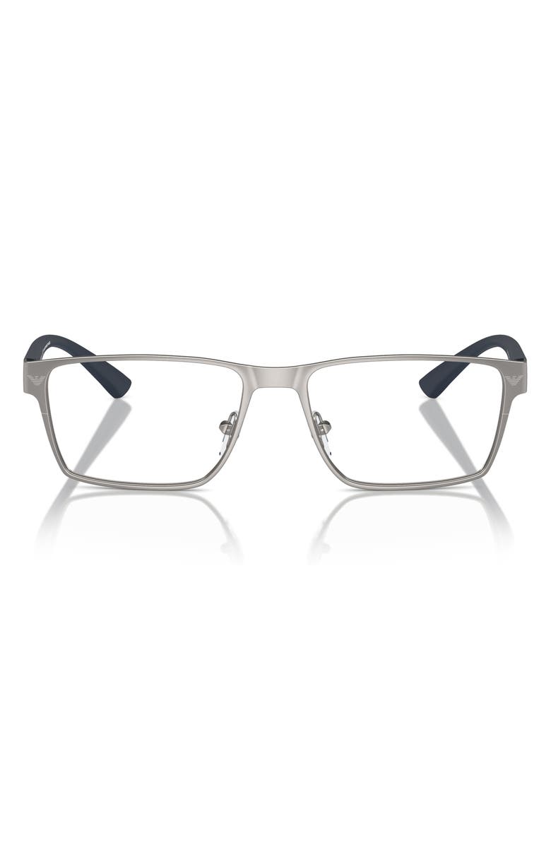 Emporio Armani 53mm Rectangle Optical Glasses, Main, color, Matte Gunmetal / Demo Lens