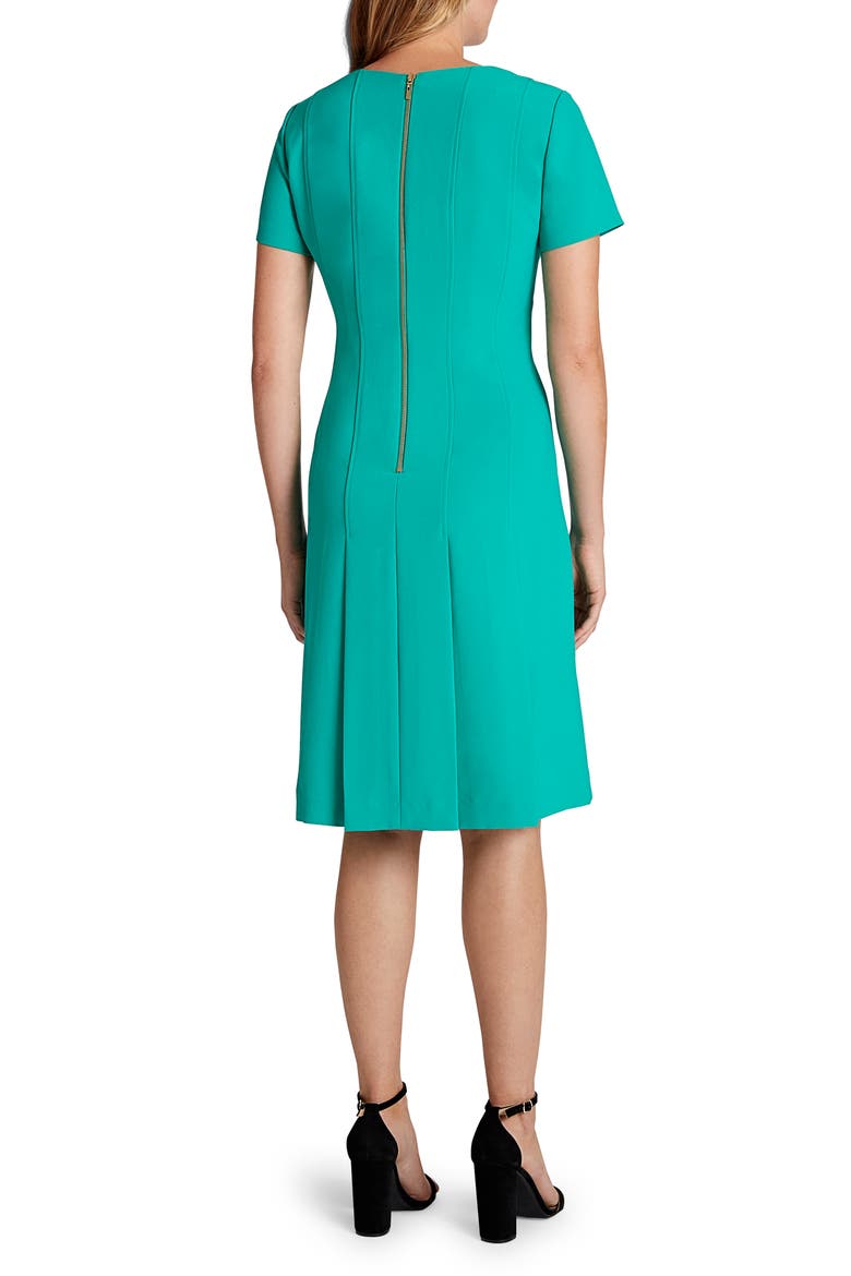 Crepe Fit & Flare Dress, Alternate, color, DYNASTY GREEN