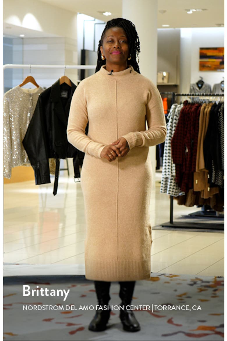 Center Seam Long Sleeve Midi Sweater Dress video
