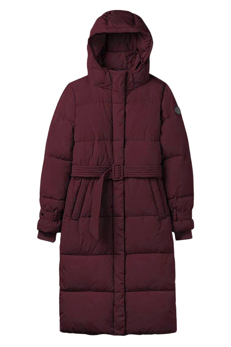 Mara Belted Maxi Puffer Coat with Removable Hood, Alternate, color, CHERRY
