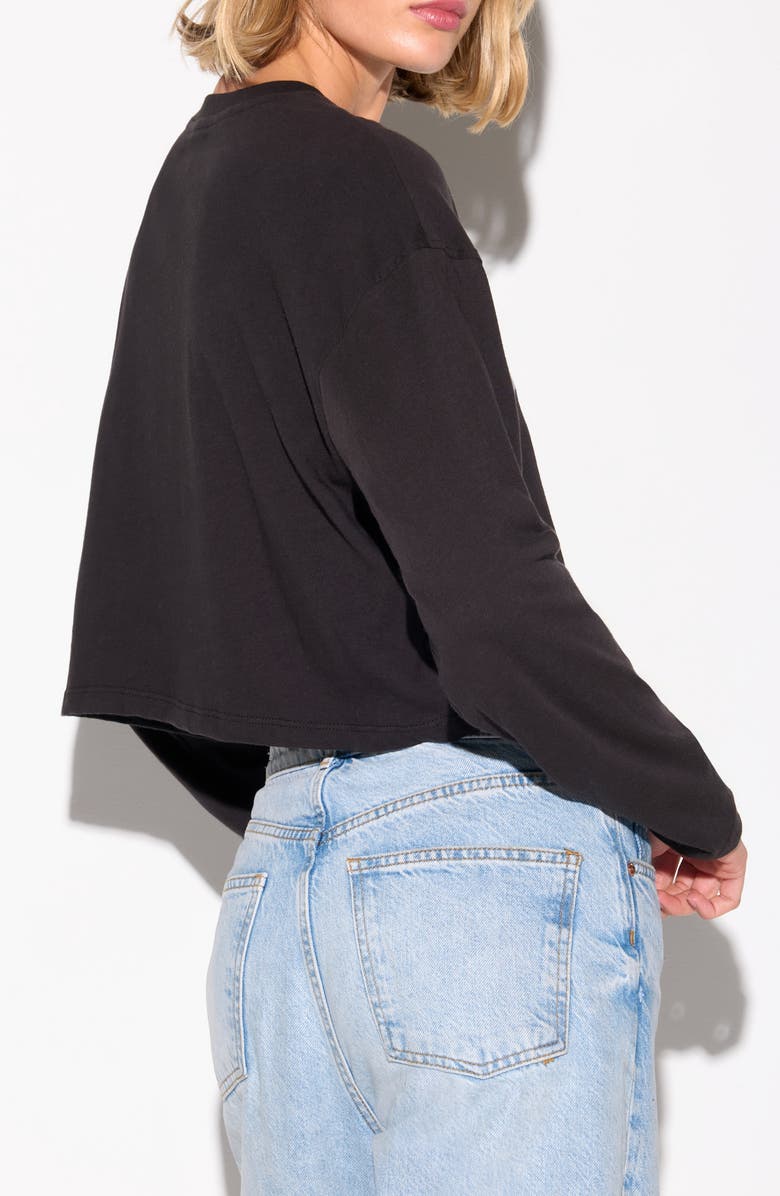 Spiritual Gangster Grateful Ascent Drew Long Sleeve Crop Cotton Graphic T-Shirt, Alternate, color, Black