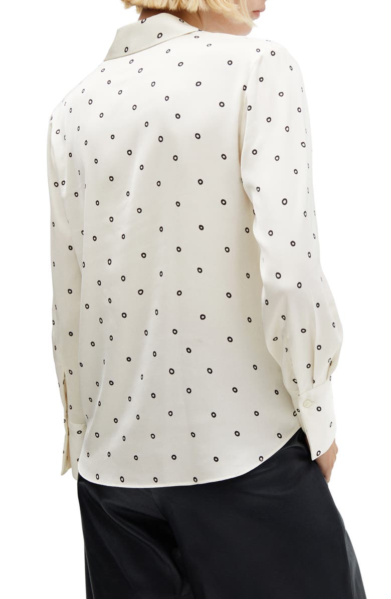 MANGO Dot Satin Button-Up Shirt, Alternate, color,