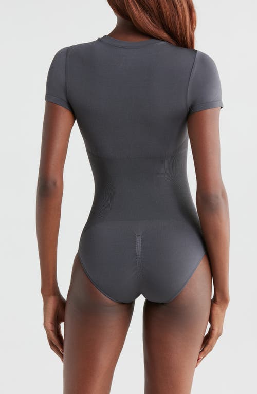 Pinsy Butter Sculpt Short Sleeve Bodysuit In Grey