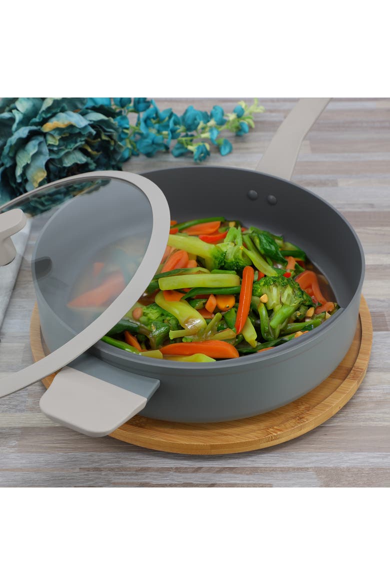 Ambrose 4.5 Quart Nonstick Aluminum Saute Pan with Lid, Alternate, color, Grey