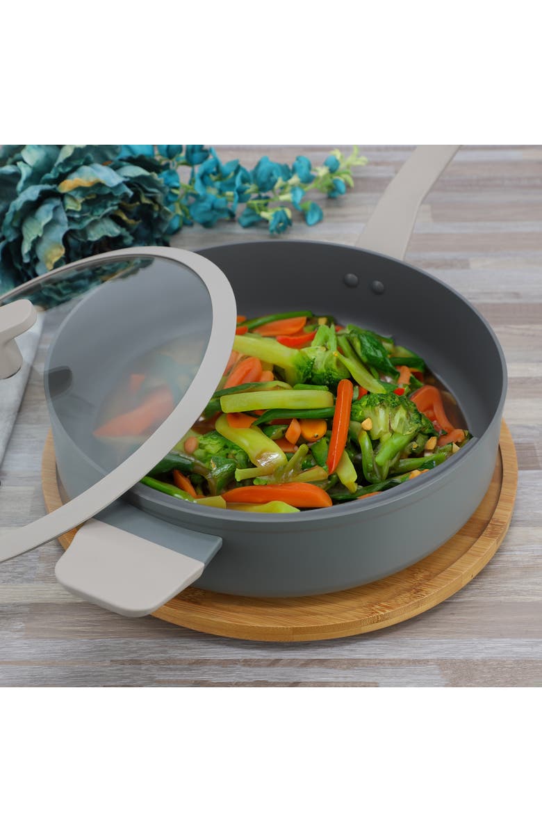 OSTER Ambrose 4.5 Quart Nonstick Aluminum Saute Pan with Lid, Alternate, color, Grey