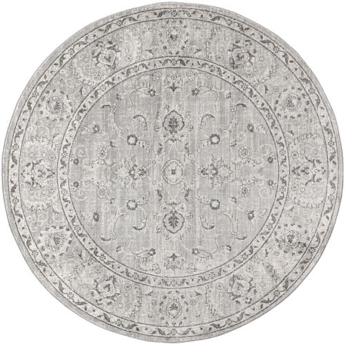 Jonathan Y Modern Persian Vintage Round Area Rug In Light Grey