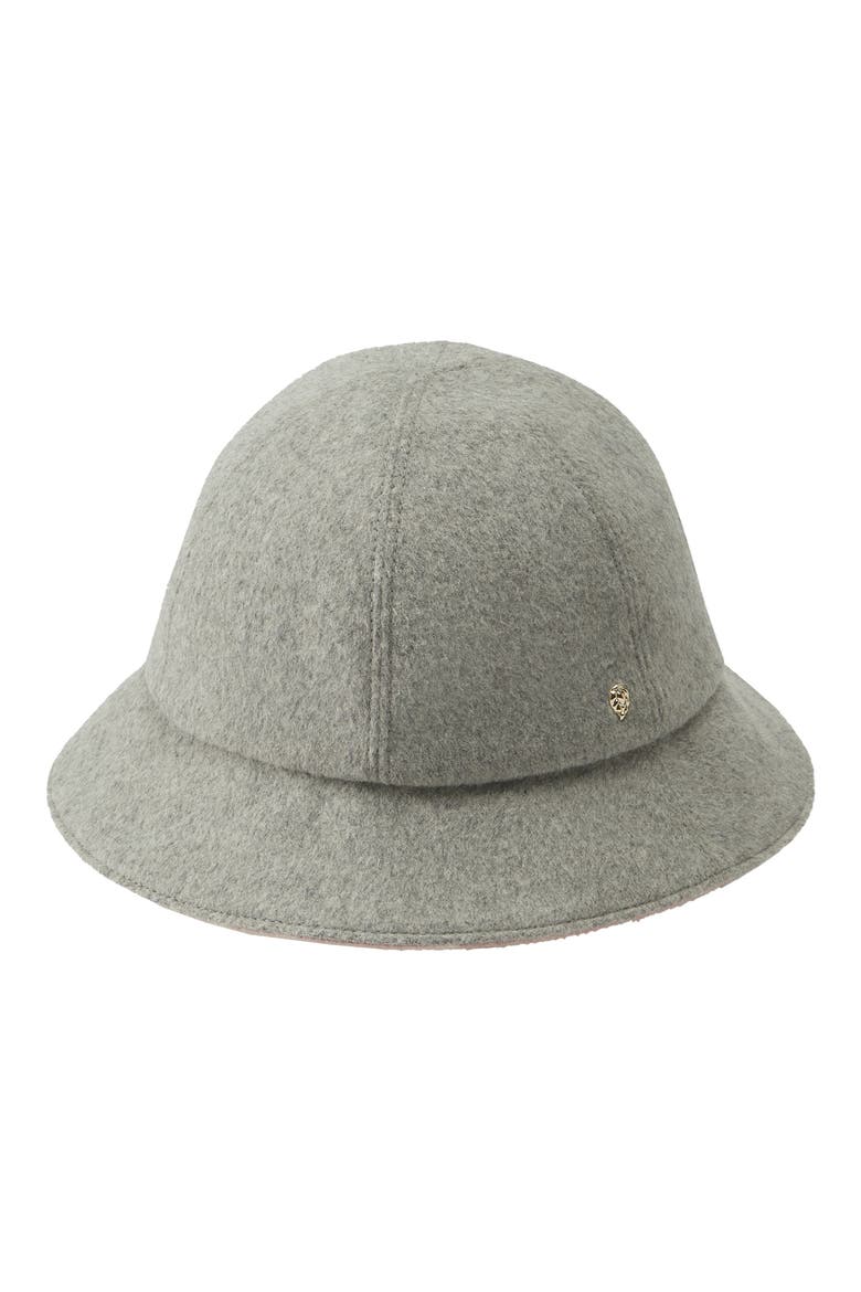 Wool Blend Six Panel Cloche, Main, color, GREY MELANGE/CAMEO ROSE CHECK