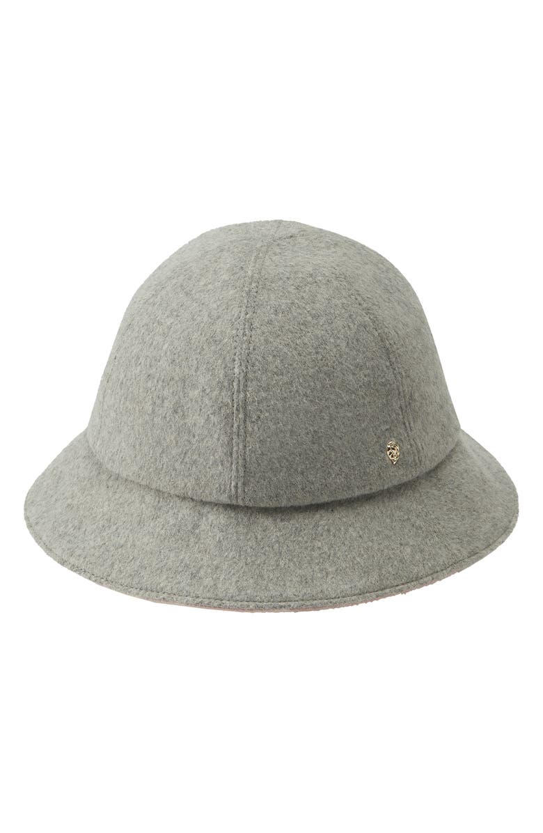 Helen Kaminski Wool Blend Six Panel Cloche, Main, color, Grey Melange/Cameo Rose Check