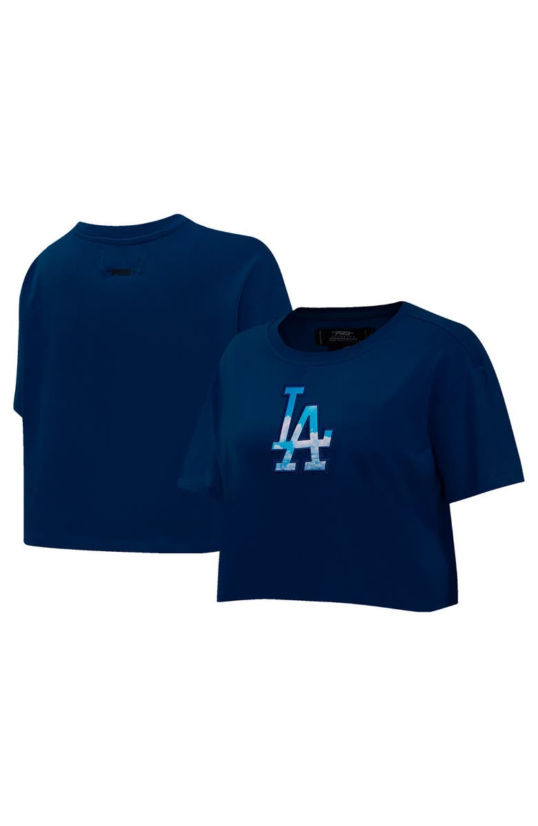 PRO STANDARD Women's Pro Standard Navy Los Angeles Dodgers Painted Sky Boxy Cropped T-Shirt, Alternate, color, 