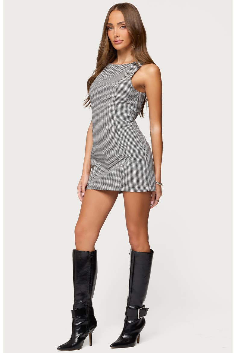 Macee Gingham Sleeveless Romper, Alternate, color, BLACK-AND-WHITE